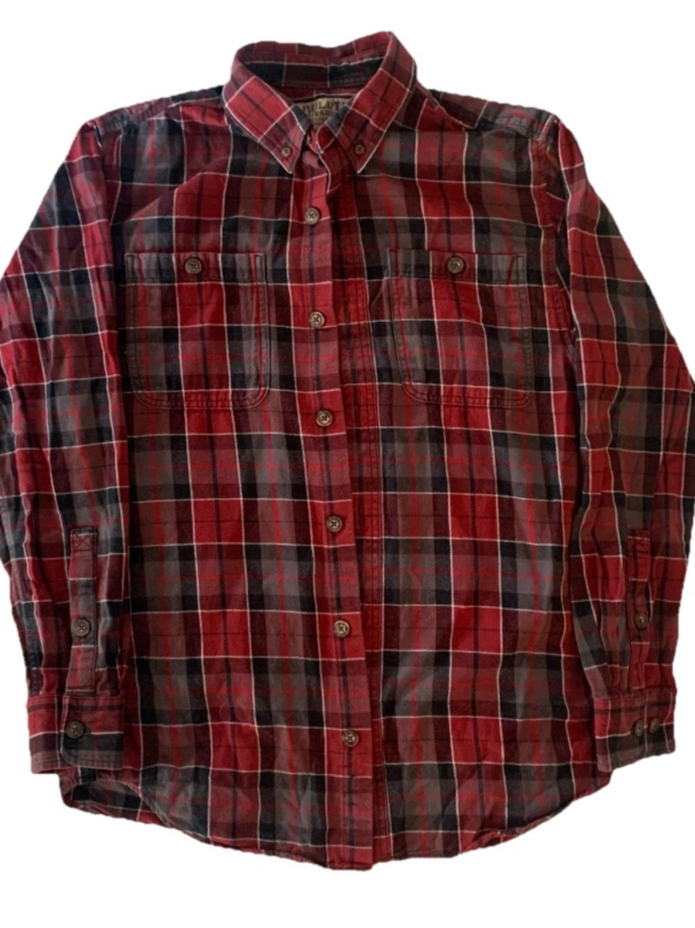 Duluth Trading Co Red & Black Plaid Flannel Shirt